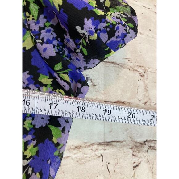 Rabbit Babydoll Dress Womens 8 Purple Floral Short Sleeve Flowy Fit & Flare - Picture 10 of 15